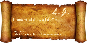 Lambrecht Jolán névjegykártya