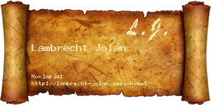 Lambrecht Jolán névjegykártya